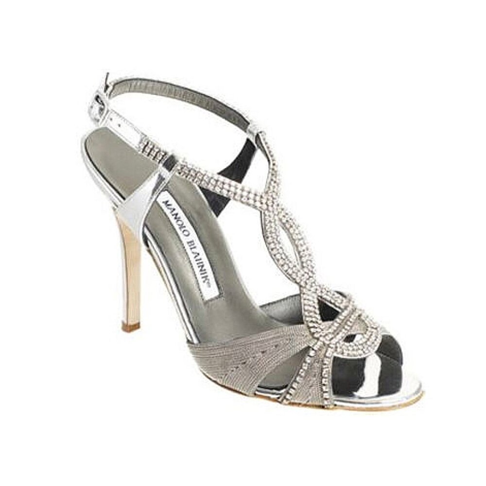 COPY - Manolo Blahnik metallic crystal heels 5.5